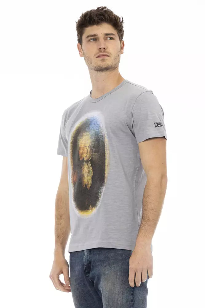 Camiseta elegante de mezcla de algodón gris para hombre