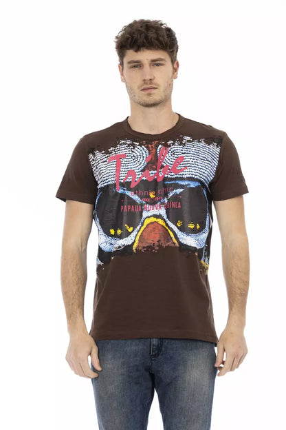 Brown Cotton Mens T-Shirt