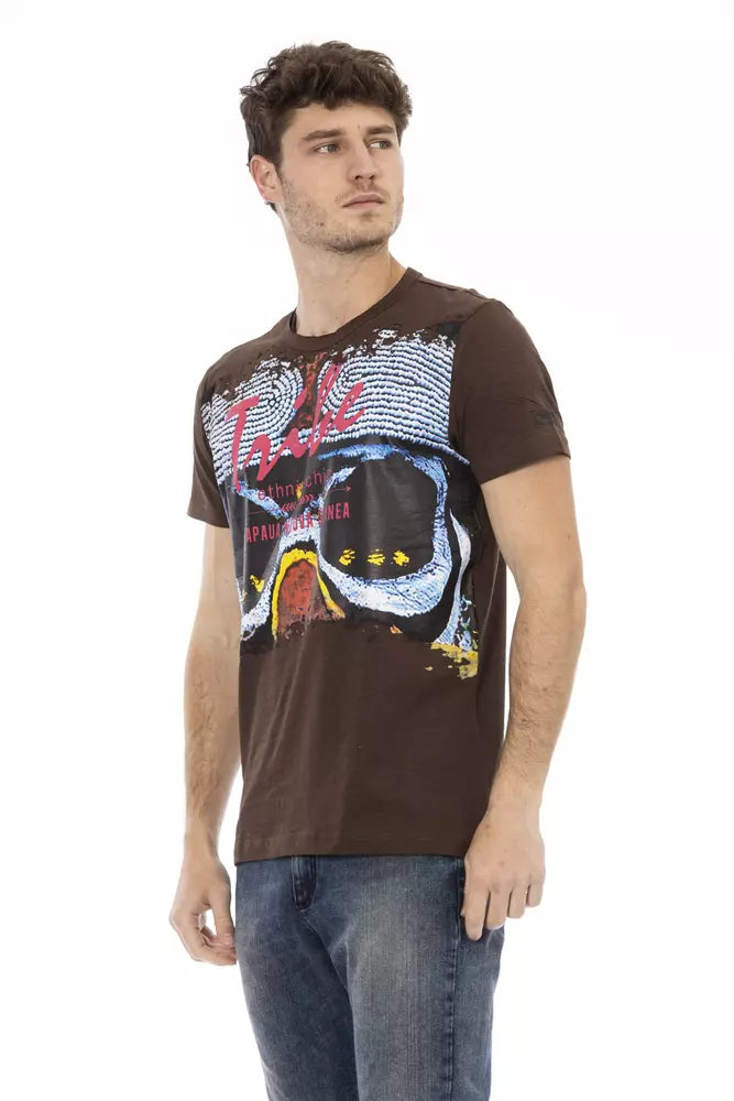 Brown Cotton Mens T-Shirt