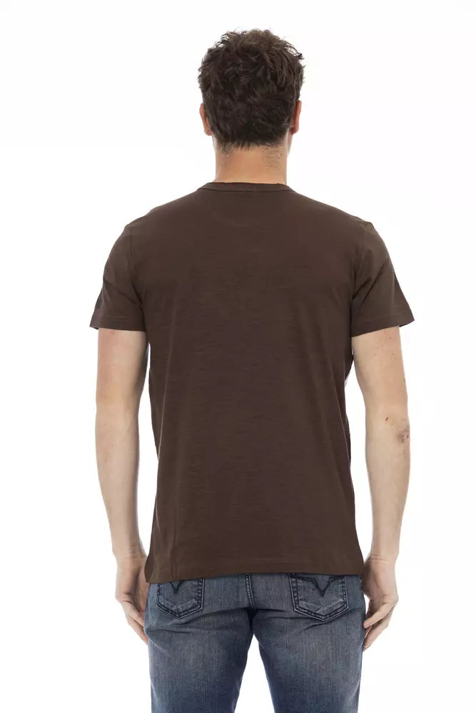 Brown Cotton Mens T-Shirt