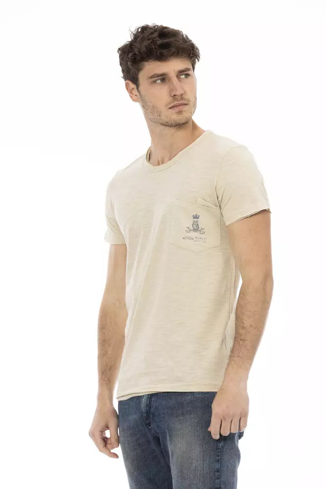 Beige borstzak-T-shirt - Casual elegantie