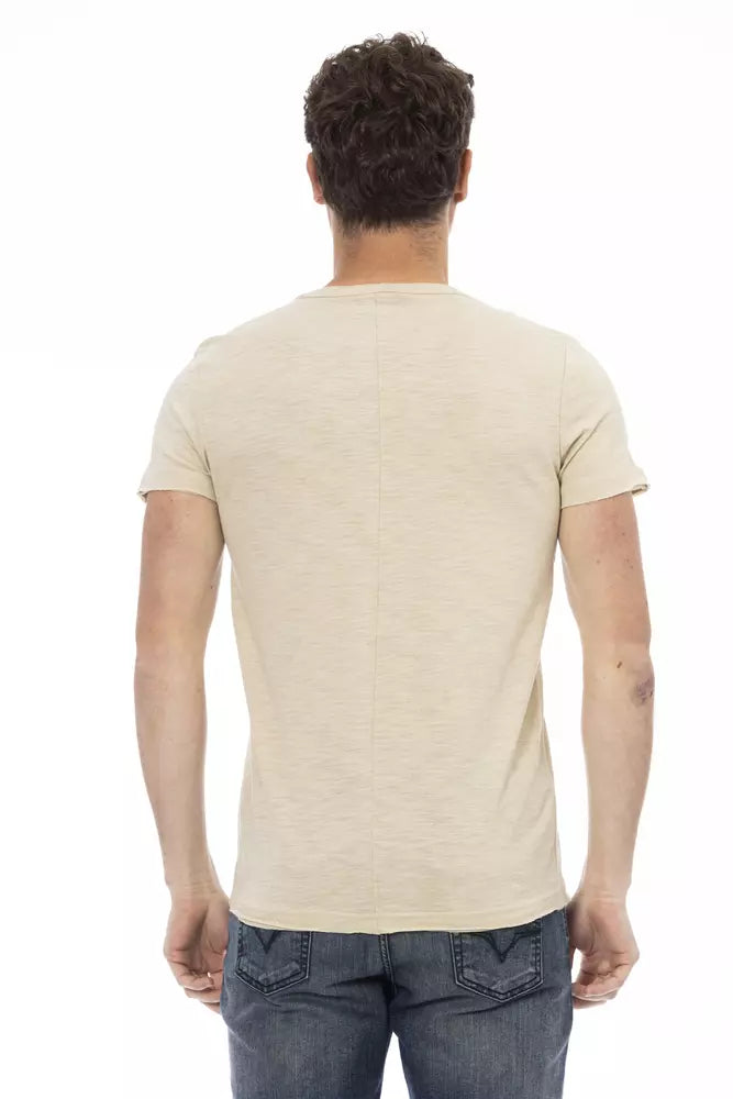 Camiseta beige con bolsillo en el pecho - Elegancia informal