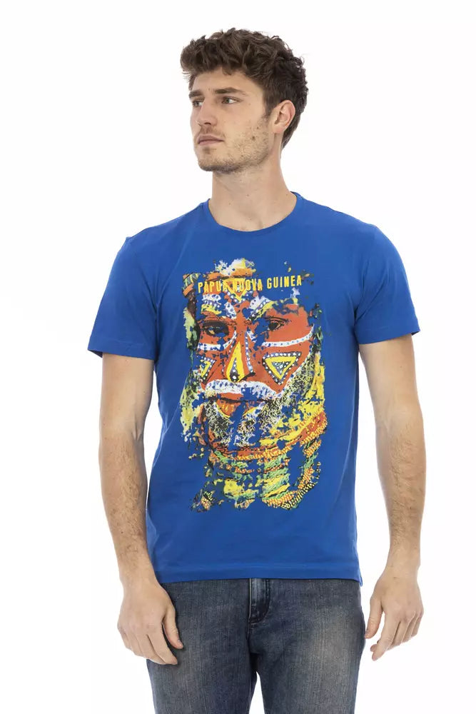 Blue Cotton Men T-Shirt