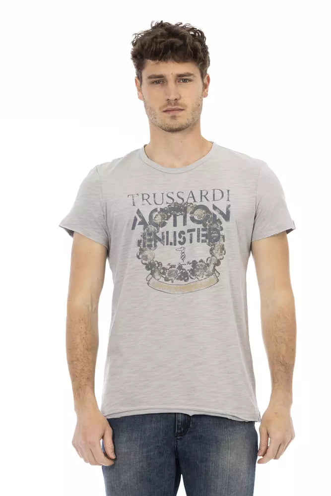 Elegante Camiseta Gris de Manga Corta con Estampado