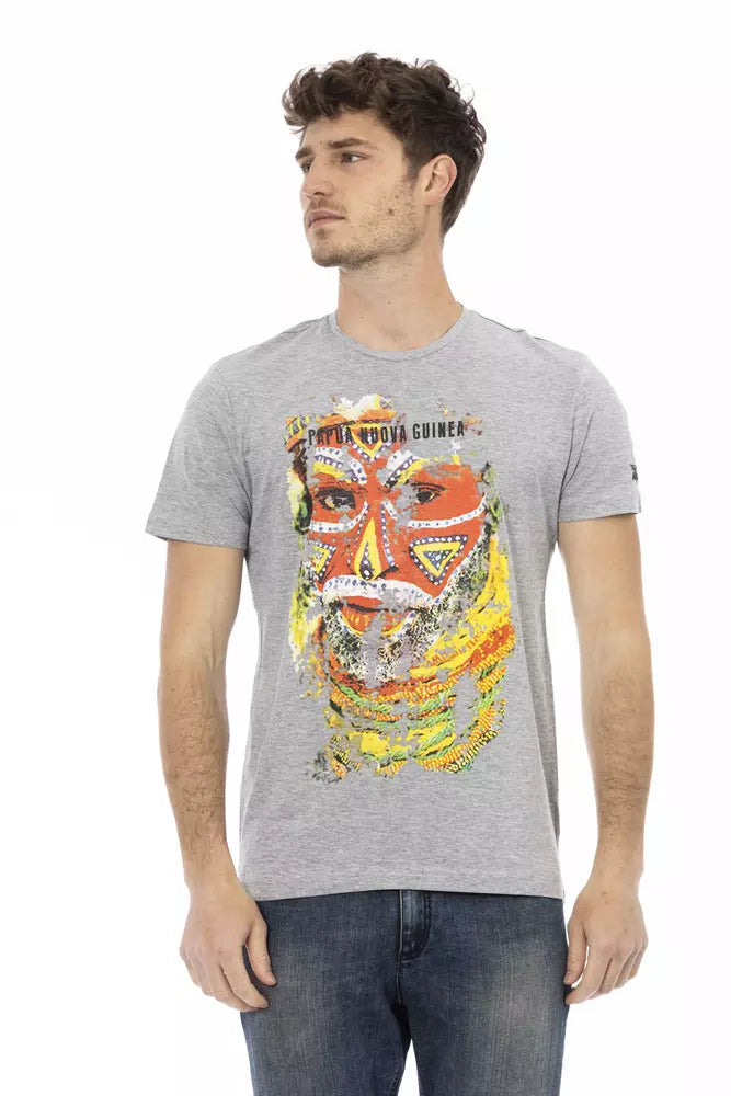 Elegante camiseta gris de manga corta para hombre