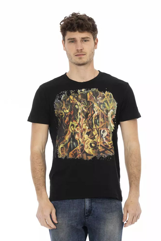 Camiseta elegante de mezcla de algodón negra para hombre