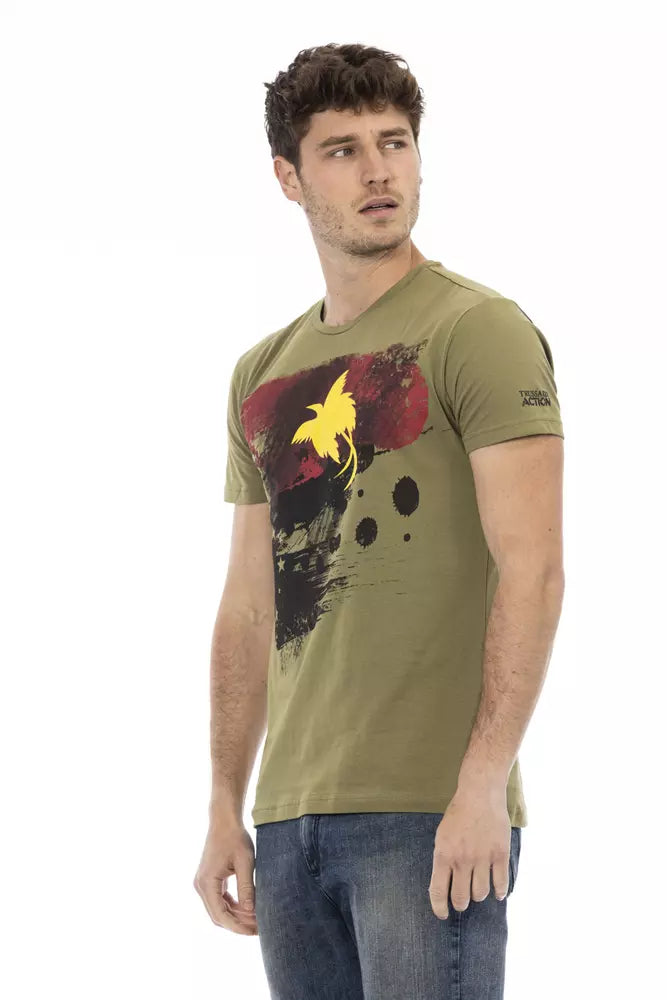 Elegante camiseta verde de manga corta con estampado elegante