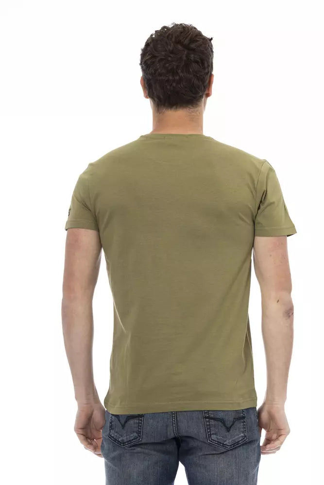 Elegante camiseta verde de manga corta con estampado elegante