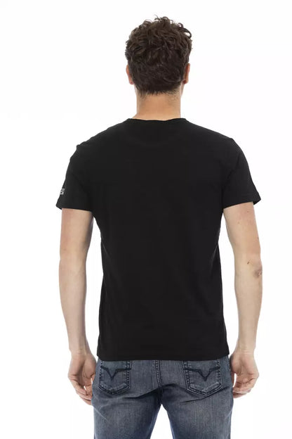 Camiseta elegante de mezcla de algodón negra para hombre