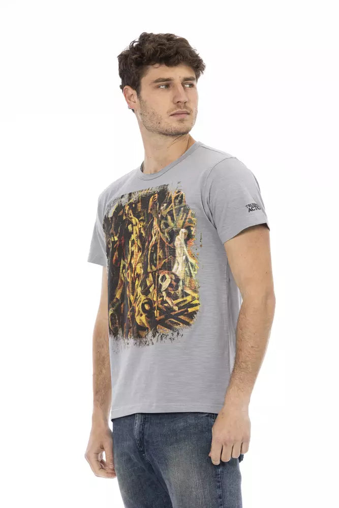 Chique grijs T-shirt met korte mouwen en unieke print