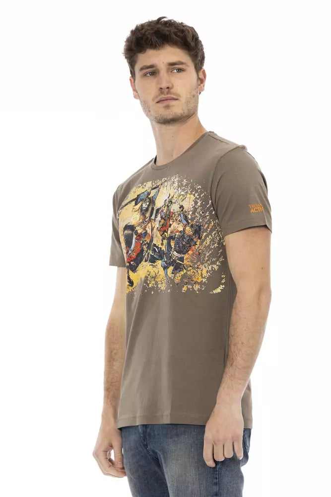 Brown Cotton Men T-Shirt