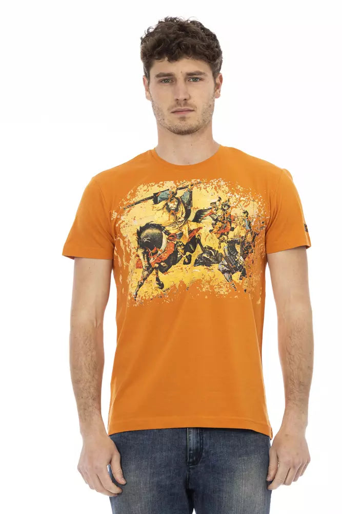 Elegant oranje T-shirt met ronde hals en korte mouwen