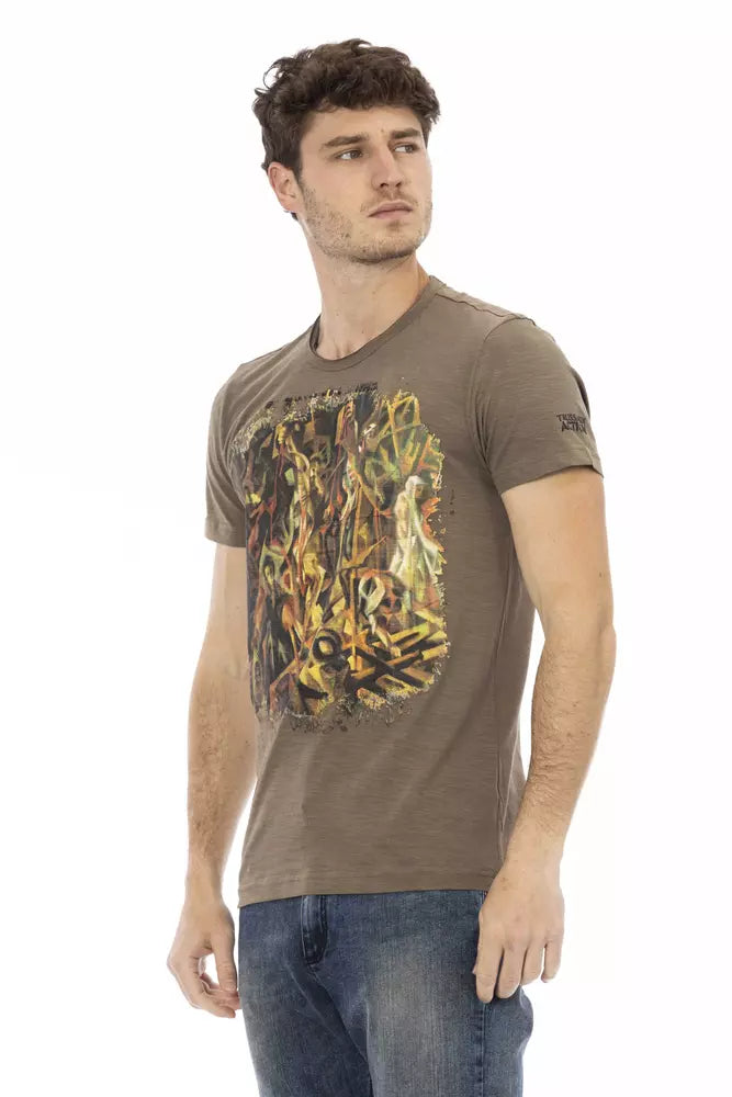 Elegant bruin T-shirt met chique print op de voorkant