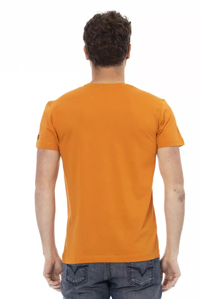 Elegant oranje T-shirt met ronde hals en korte mouwen