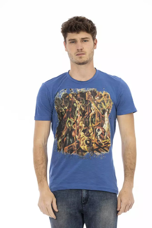 Verfijnd blauw T-shirt met print op de voorkant