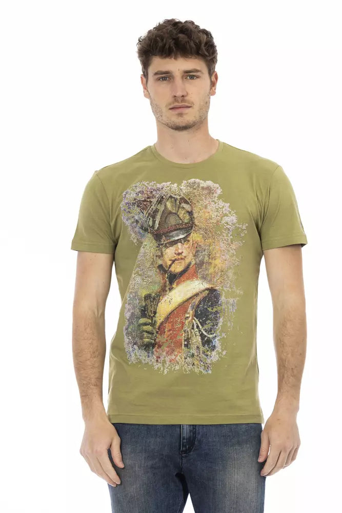 Camiseta elegante verde de manga corta con estampado frontal