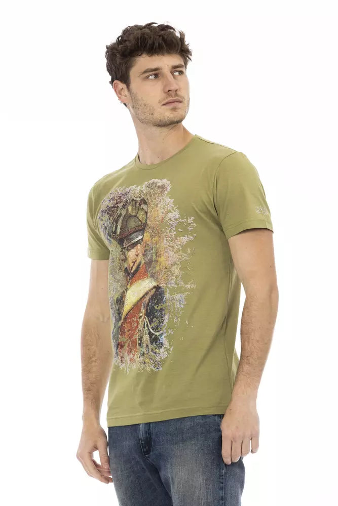 Camiseta elegante verde de manga corta con estampado frontal