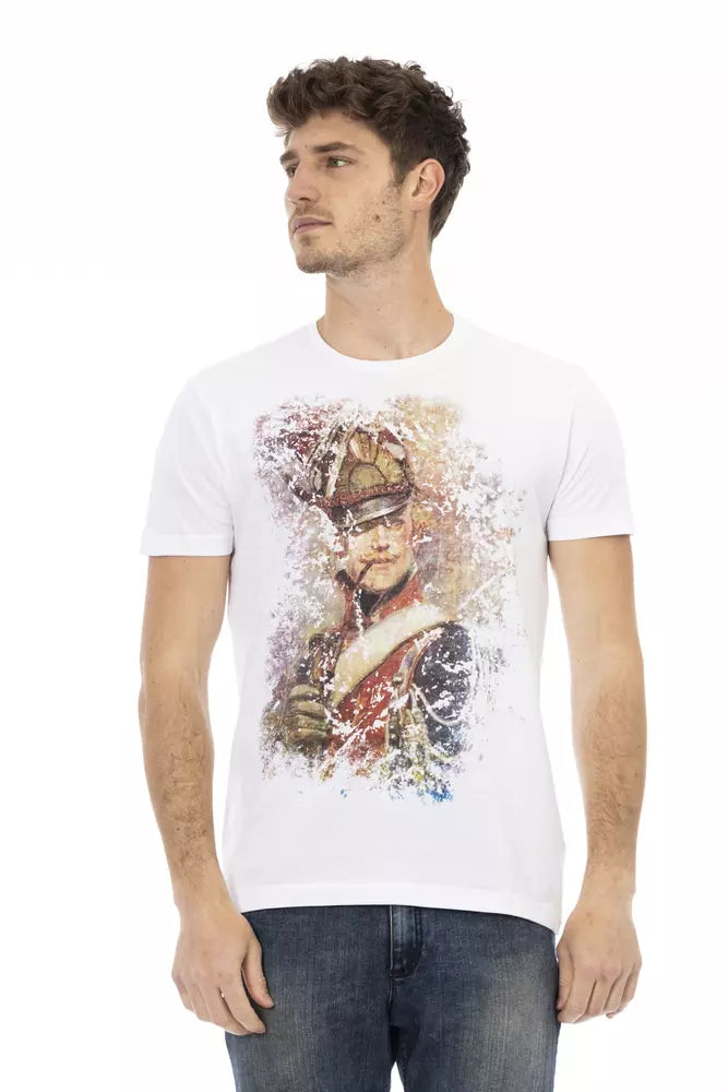 Camiseta elegante de mezcla de algodón blanca con gráfico frontal