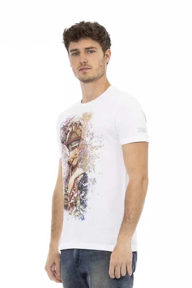 Camiseta elegante de mezcla de algodón blanca con gráfico frontal