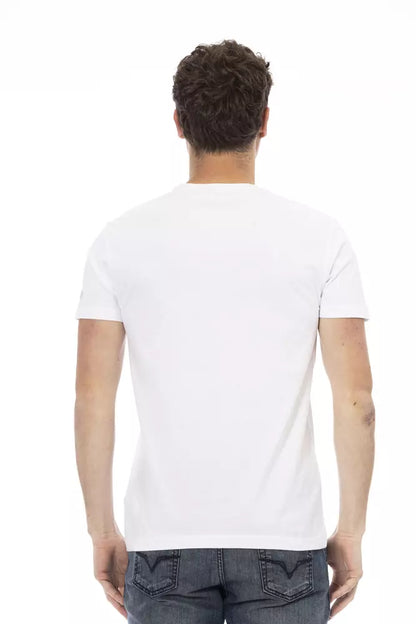 Camiseta elegante de mezcla de algodón blanca con gráfico frontal