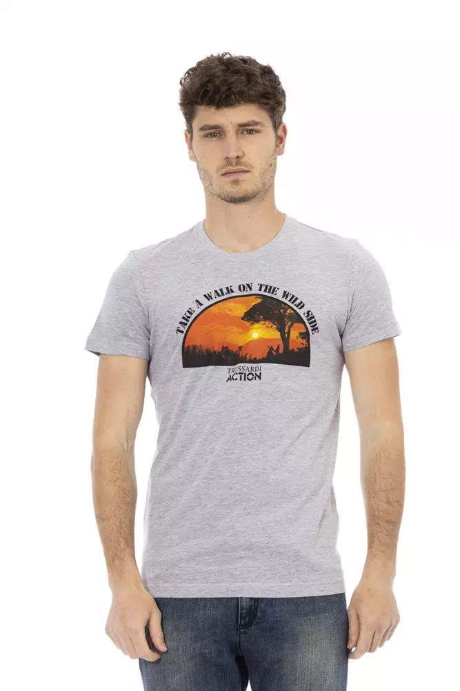 Camiseta elegante de mezcla de algodón gris