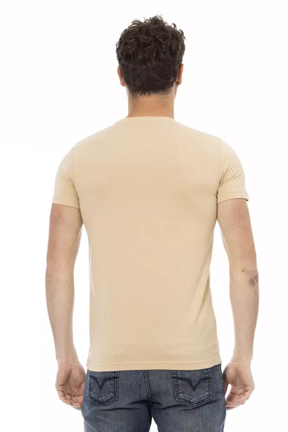 Camiseta beige de manga corta con estampado elegante