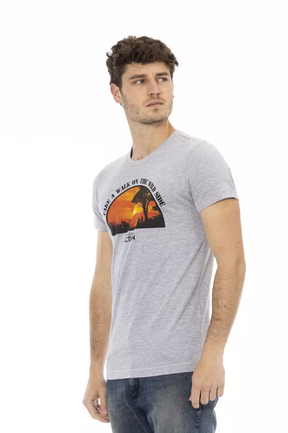 Camiseta elegante de mezcla de algodón gris