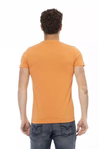 Chique oranje T-shirt met korte mouwen en print