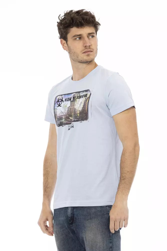 Camiseta azul claro informal elevada para hombre