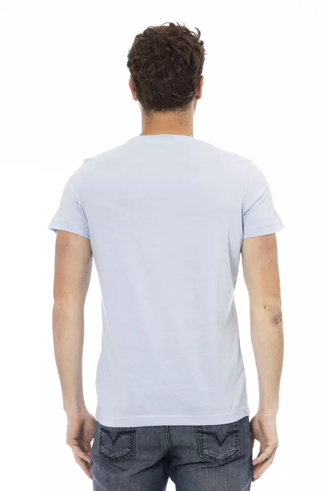 Camiseta azul claro informal elevada para hombre