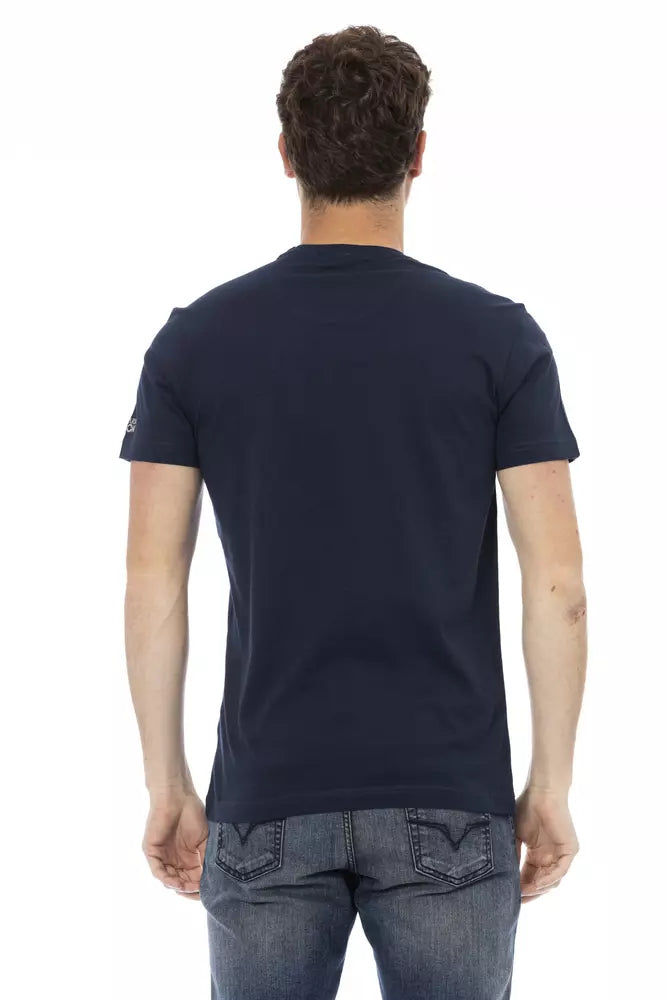 Elegante camiseta azul de verano con estampado frontal único