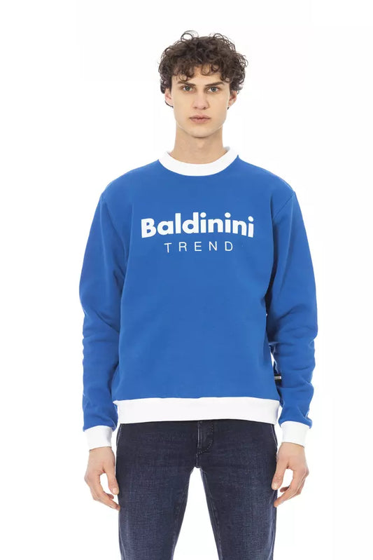 Elegant blauw katoenen sweatshirt met lange mouwen