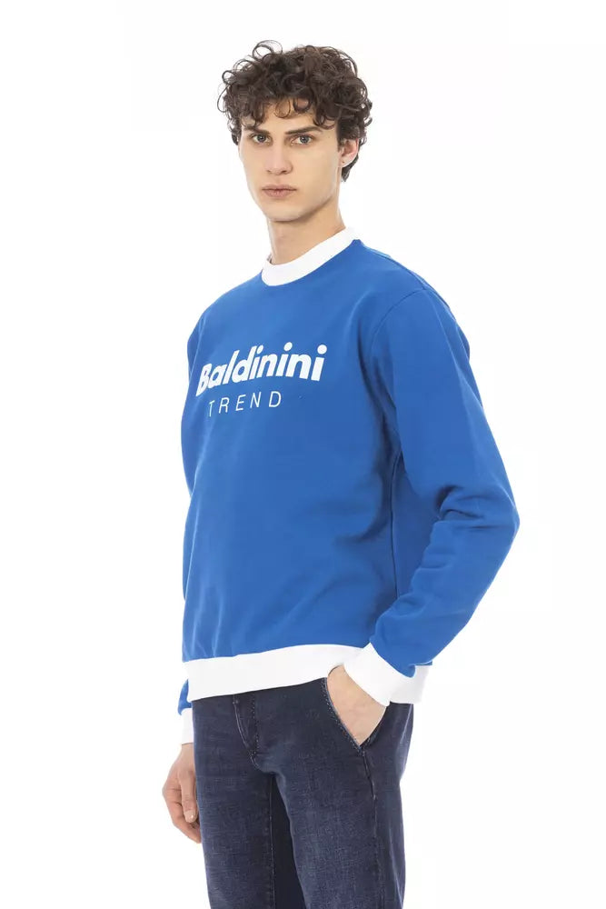 Elegante sudadera de manga larga de algodón azul