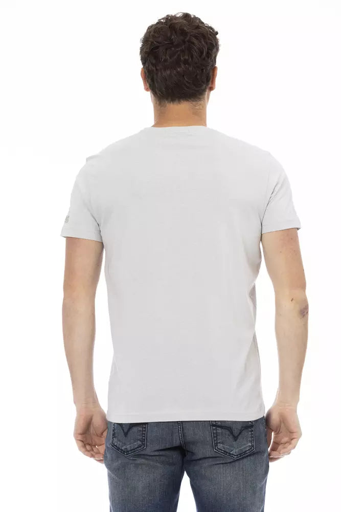 Camiseta gris elegante de manga corta con cuello redondo