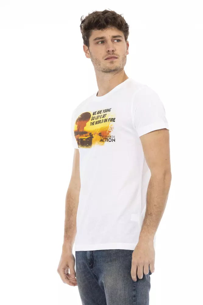 White Cotton Men T-Shirt