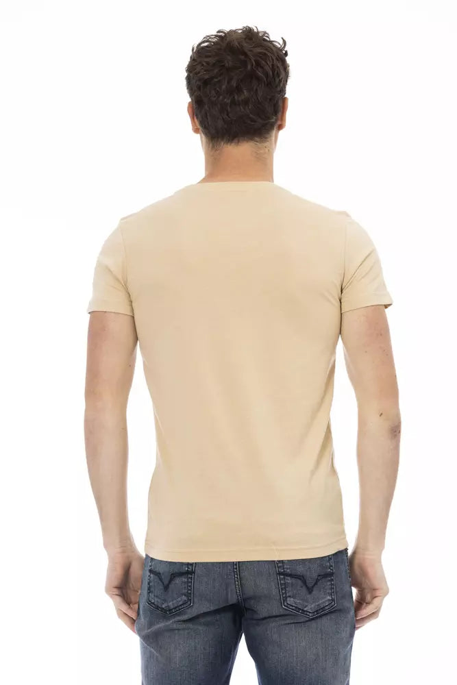 Beige luxe T-shirt met korte mouwen