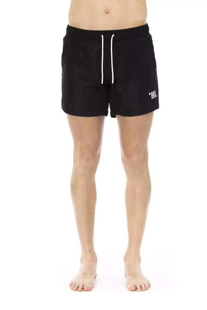 Black Polyester Men Swim Short