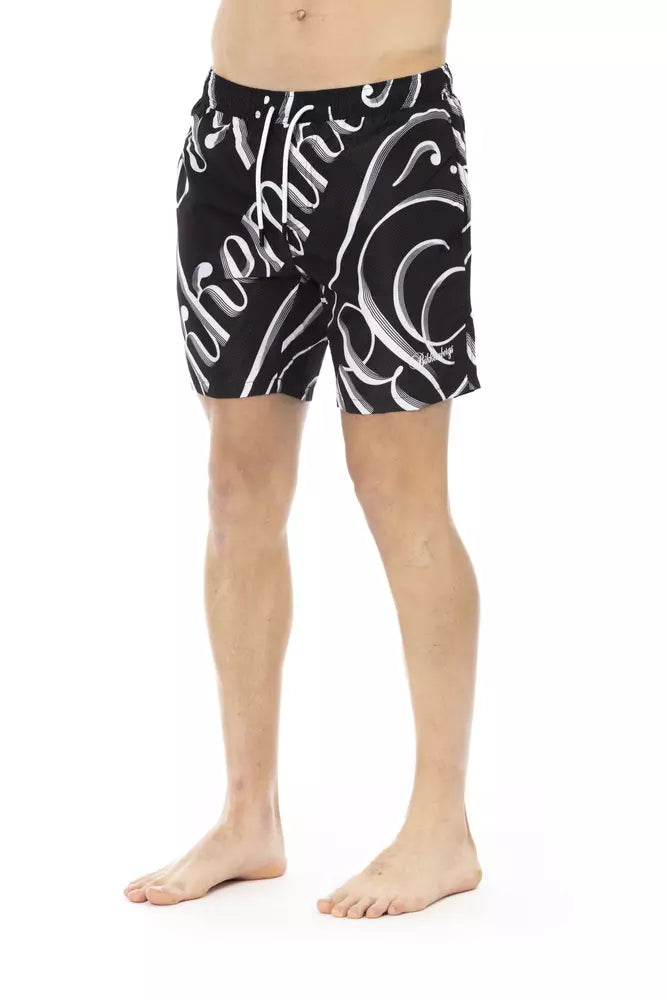 Black Polyester Men Swimwear