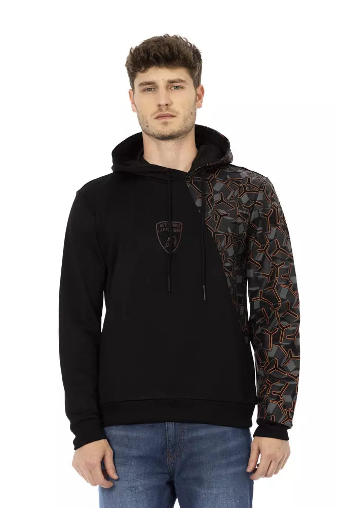 Elegante sudadera con capucha de algodón negra