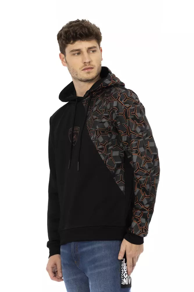 Elegante sudadera con capucha de algodón negra