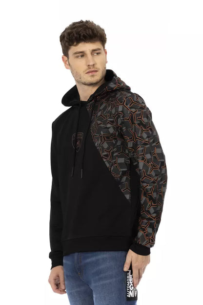 Black Cotton Men's Hooded Sweatshirt