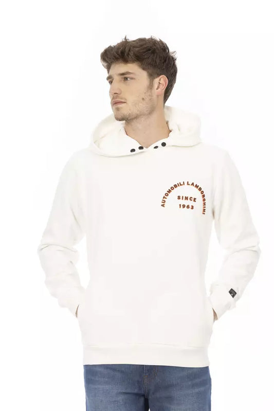 Strakke witte Lamborghini-hoodie met logo op de mouw