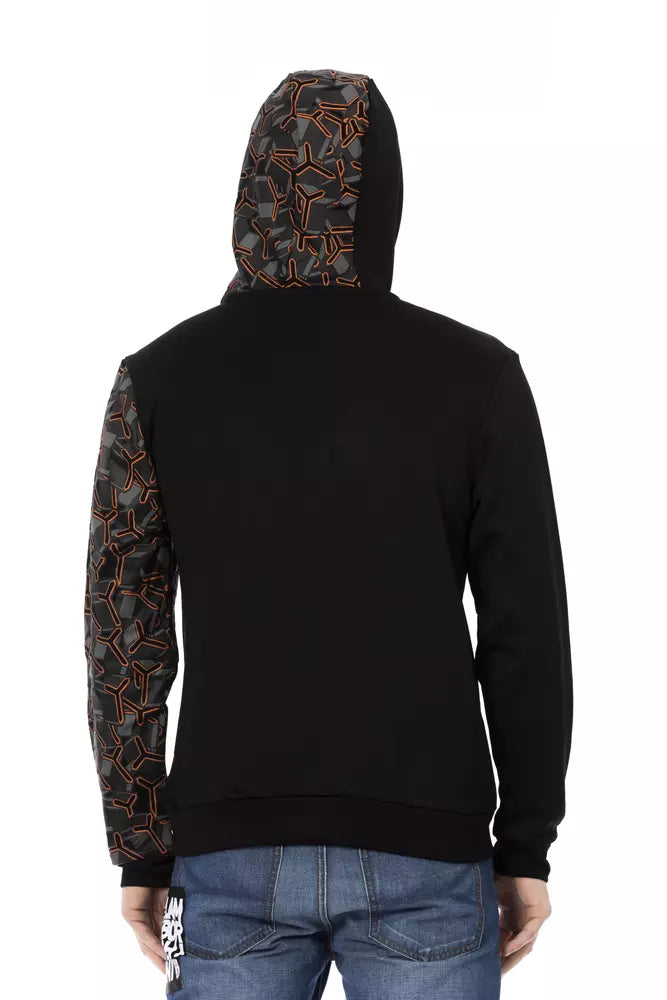 Black Cotton Men's Hooded Sweatshirt