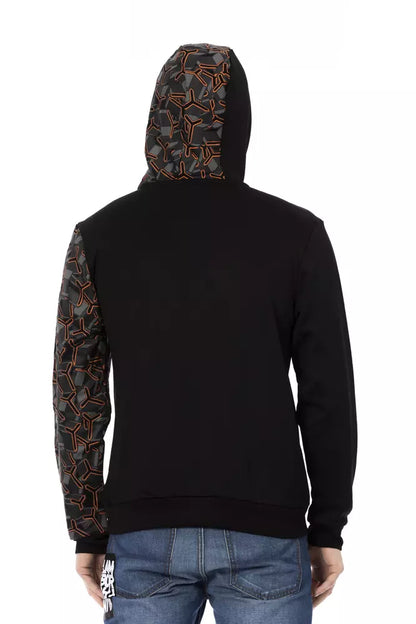 Strak zwart katoenen sweatshirt met capuchon