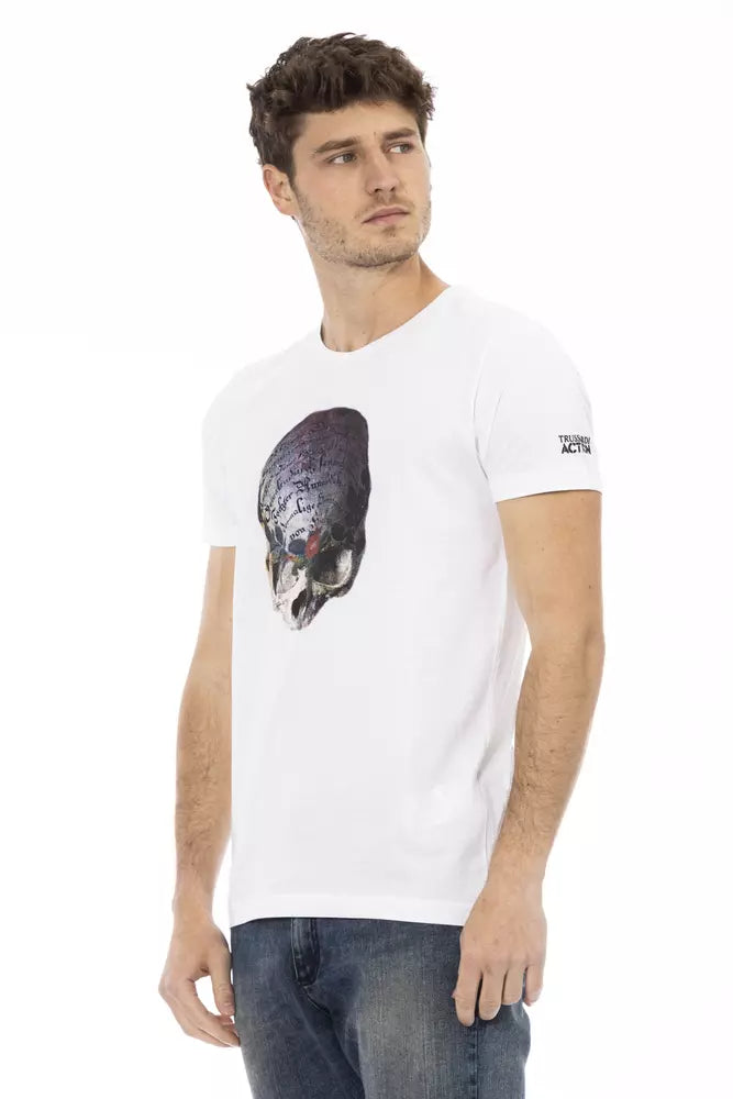 Strak wit T-shirt met ronde hals en print op de voorkant