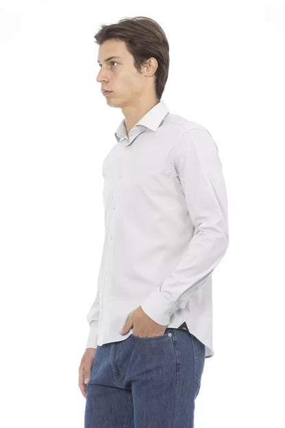 Strak grijs slim-fit designeroverhemd