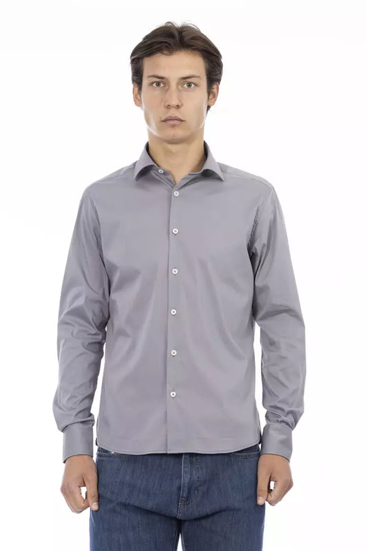 Camisa gris elegante de diseño slim fit