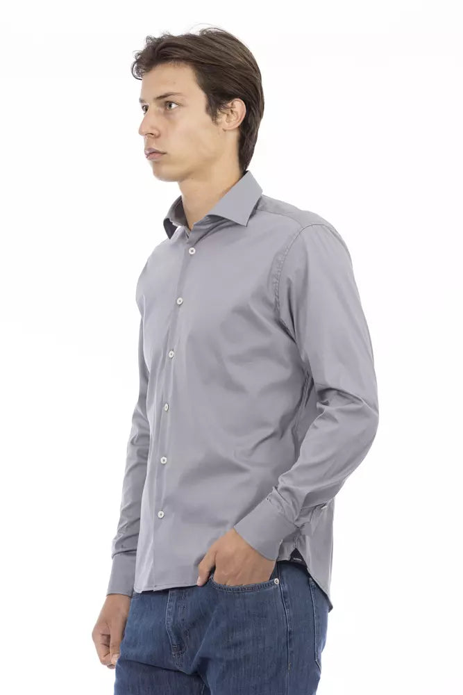 Camisa gris elegante de diseño slim fit