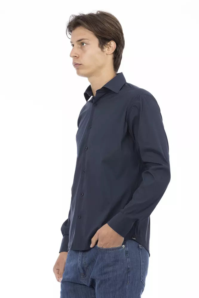 Blue Cotton Men Shirt