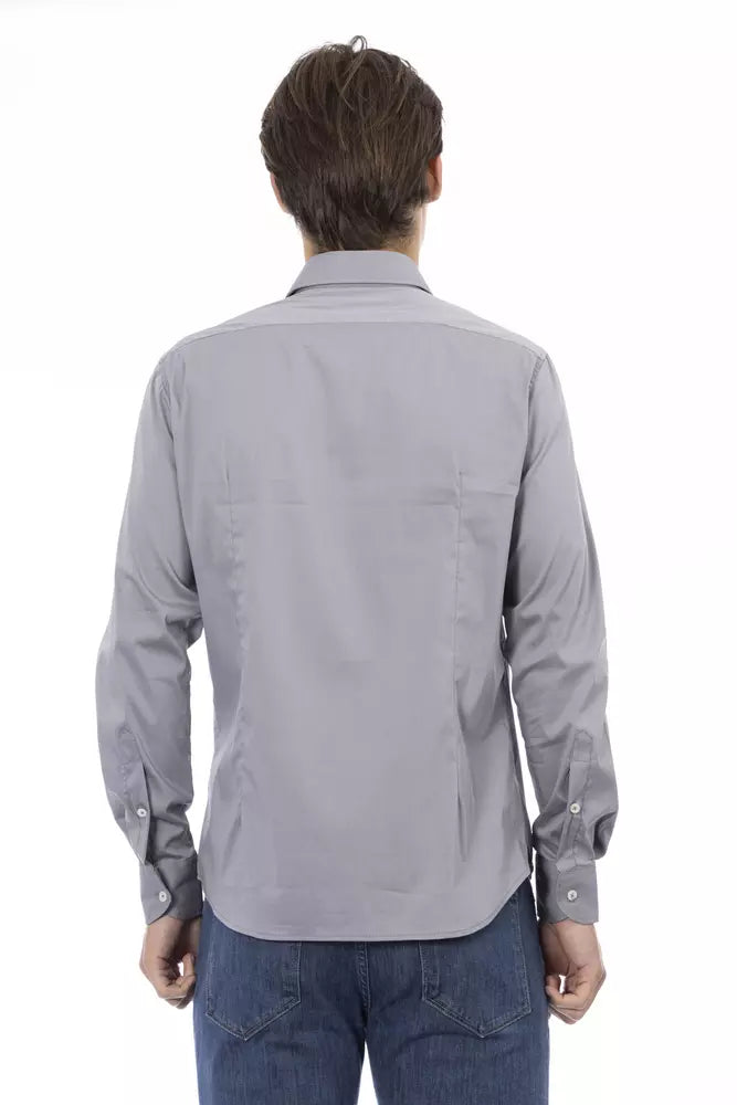 Camisa gris elegante de diseño slim fit